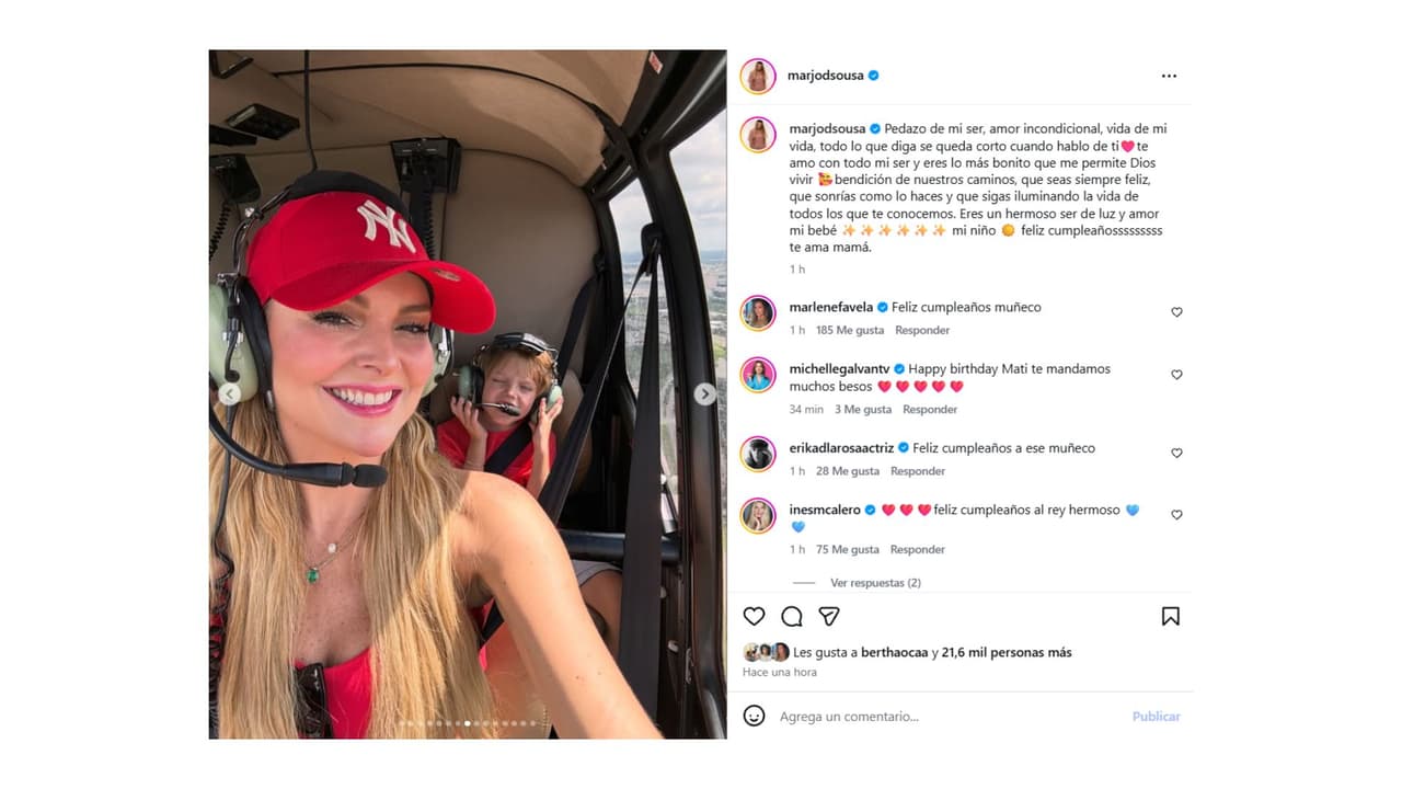 Marjorie de Sousa celebra el cumpleaños de su hijo Matías.