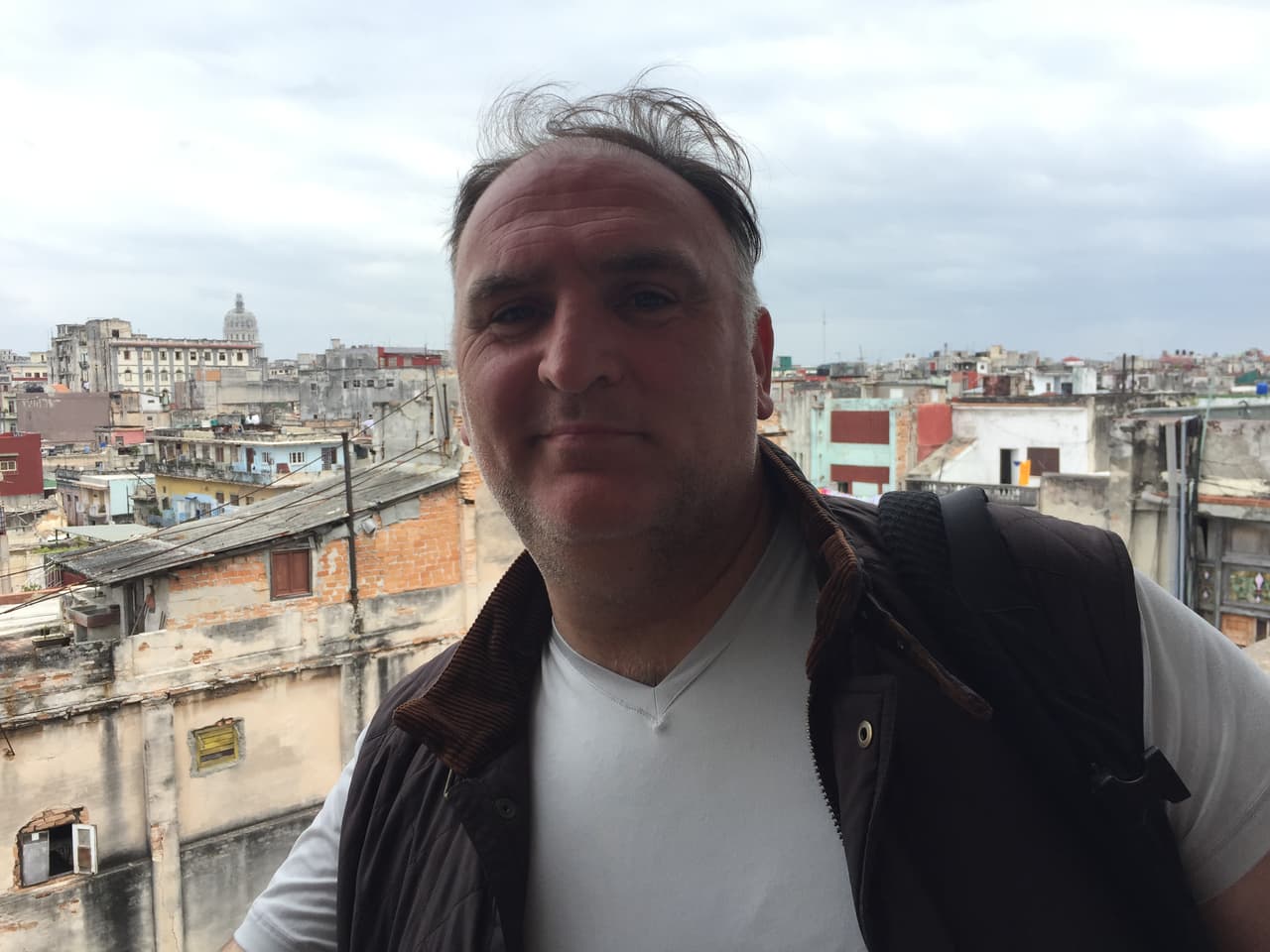 Chef José Andrés on the roof of La Guarida restaurant in Central Havana