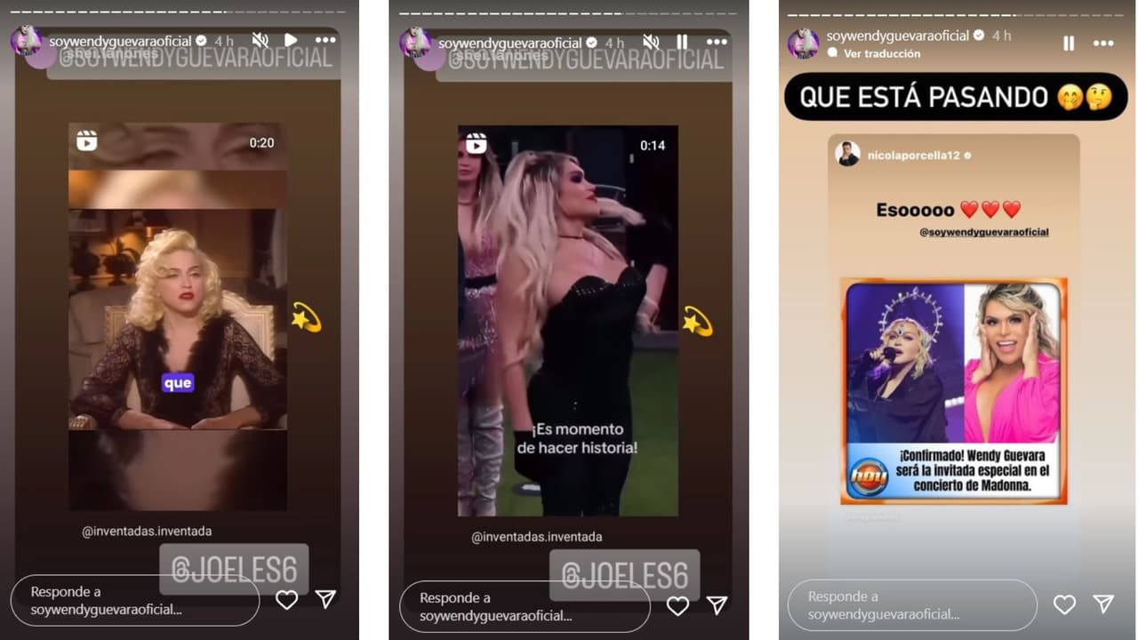 Wendy Guevara publica Historias sobre Madonna.