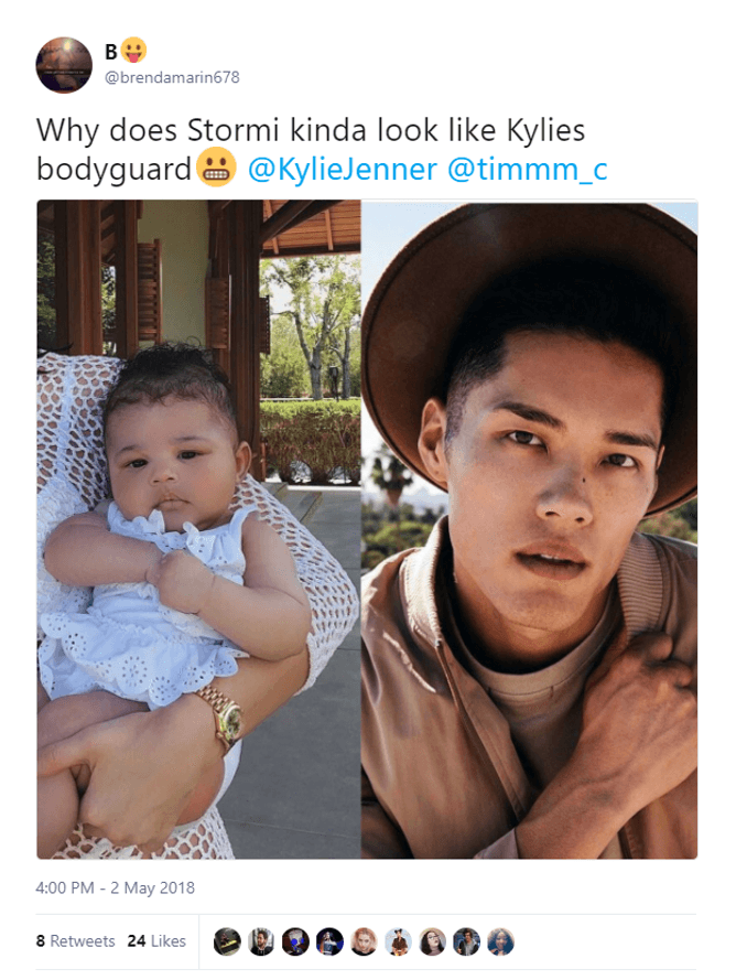 Y una vez más, en las redes sociales han hecho fiesta cuestionando la paternidad de Scott con la teoría de que Stormi y Chung comparten genes. "Que me convenzan de lo contrario", escribió más de uno.