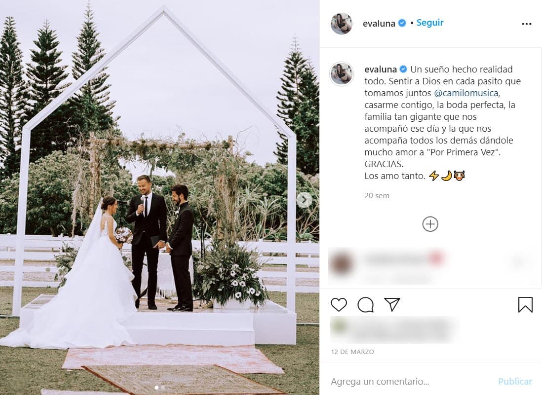 El pasado 8 de febrero 
<b>Evaluna Montaner y Camilo Echeverry</b> se convirtieron en marido y mujer, después de 5 años de noviazgo.
<br>