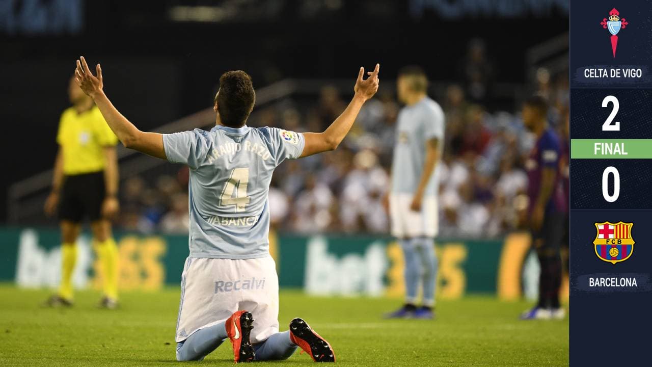 Celta hace pasillo al campeón Barcelona y, también, tres goles... uno anulado para Araujo