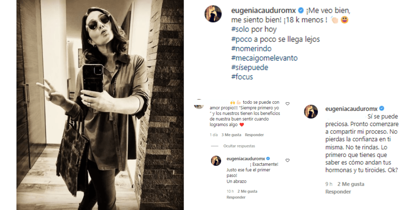 Eugenia Cauduro compartió una foto de su pérdida de peso