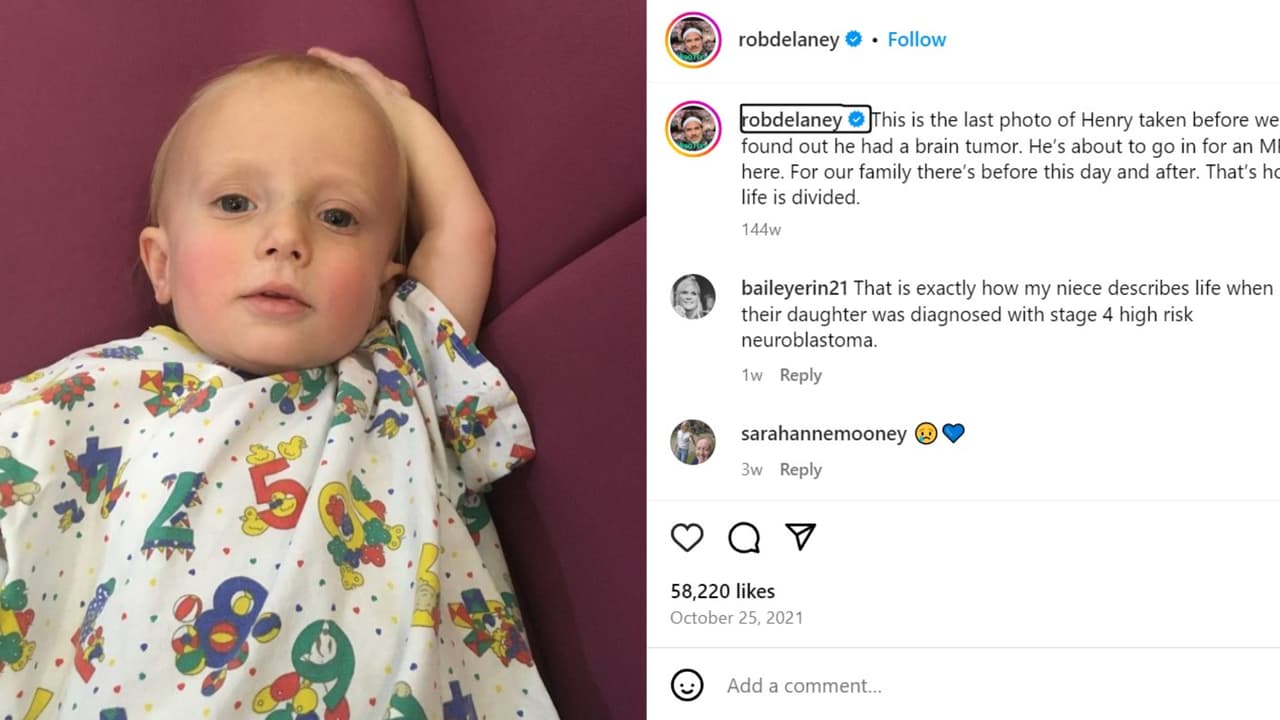 Esta fue la última foto que Rob le tomó a su hijo ants de que le detectaran el tumor.