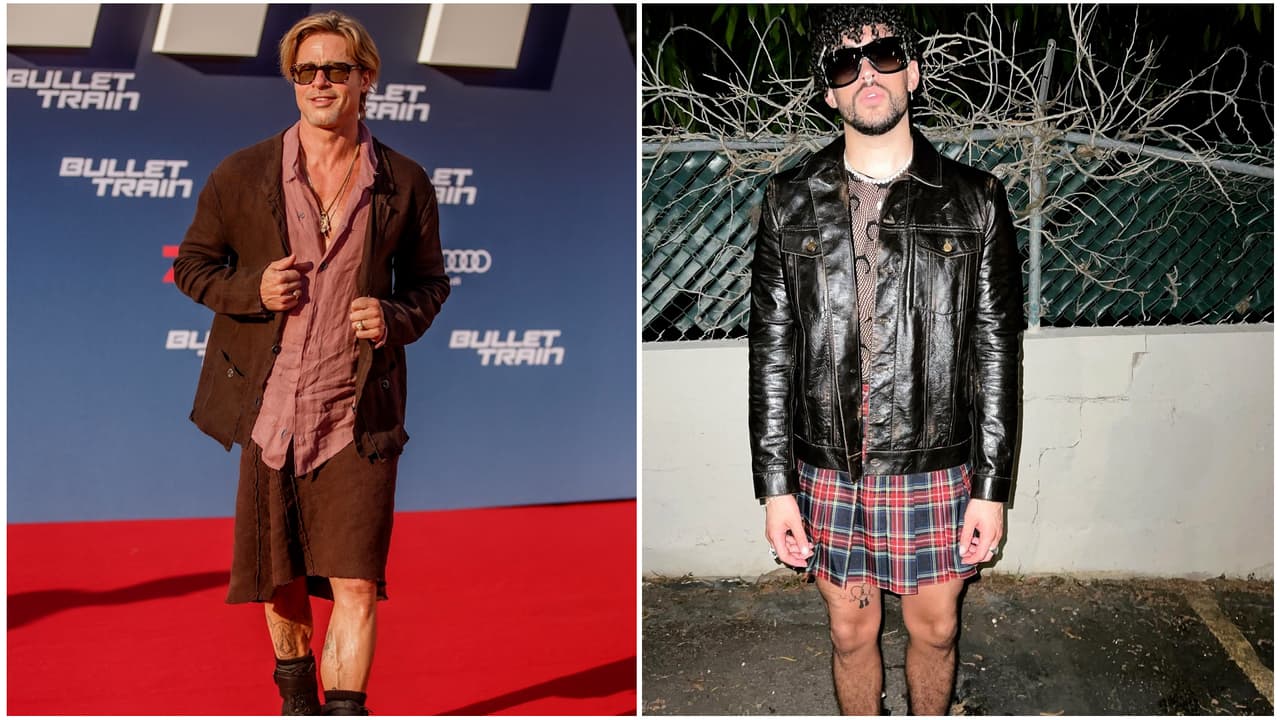 Brad Pitt no ha sido el único: Bad Bunny y otros famosos que han usado falda para romper estereotipos