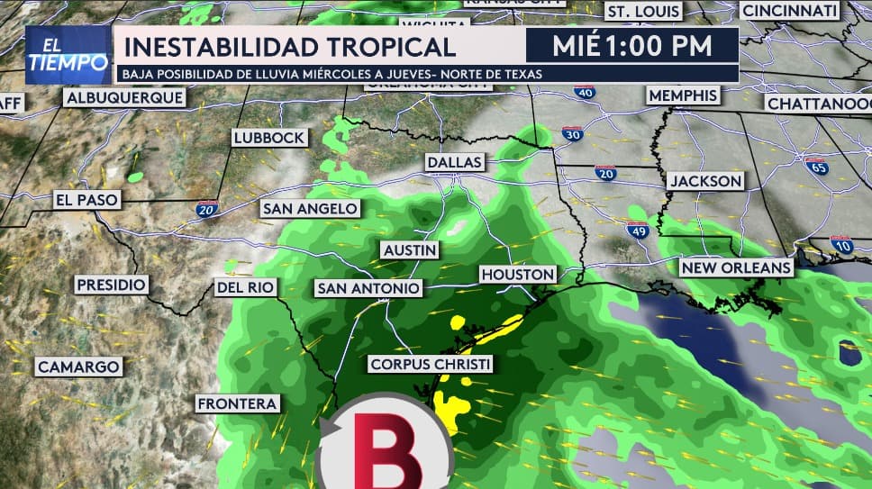Inestabilidad tropical en el Golfo de México.