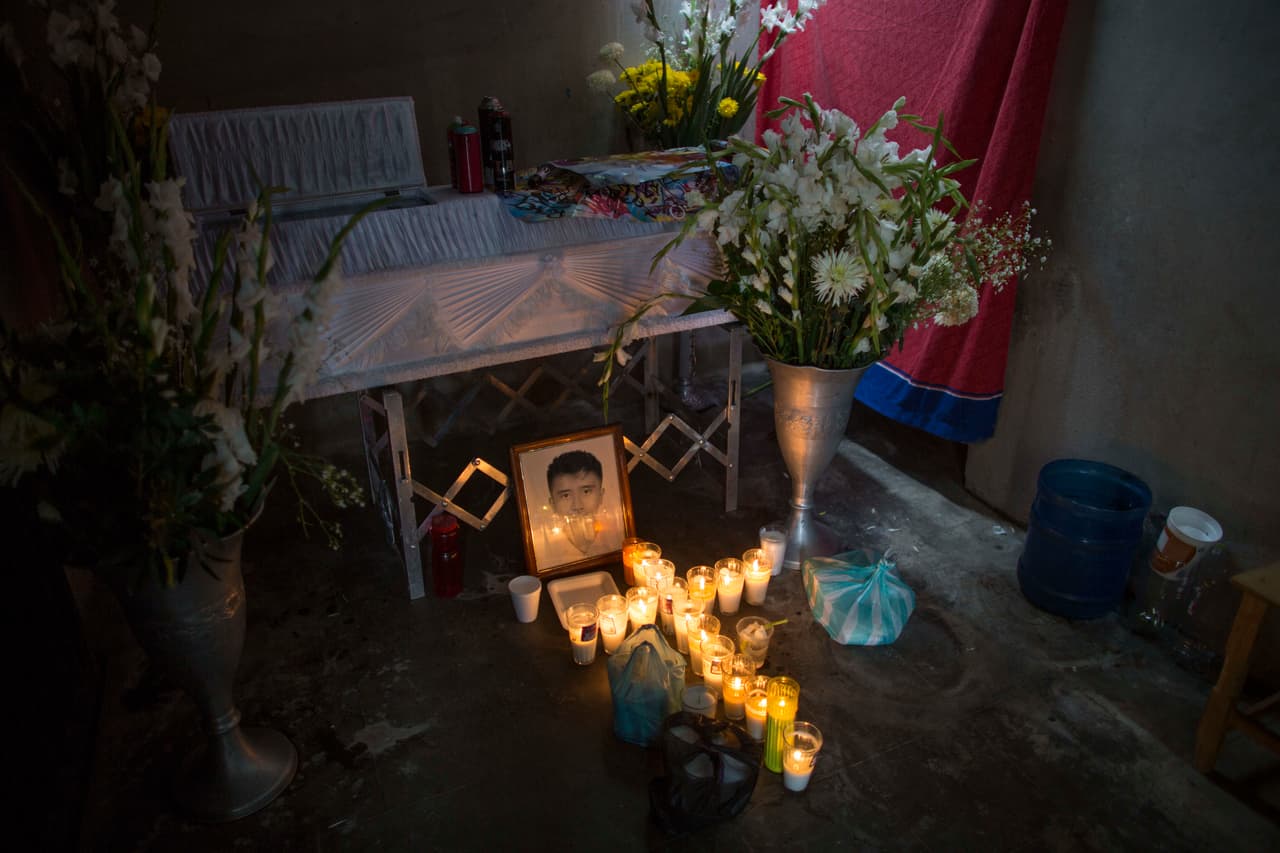 El ataúd de Azareel Galán Mendoza.