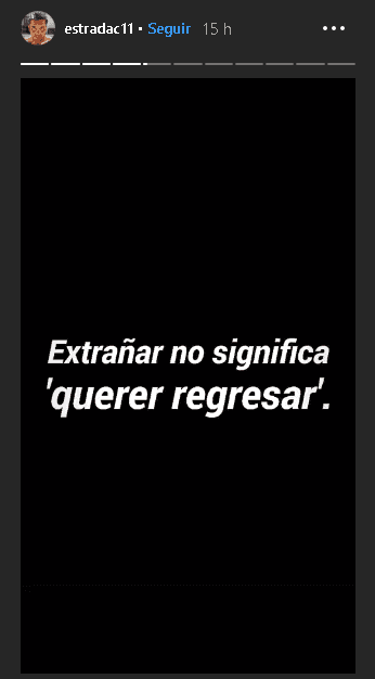 "
<b>Extrañar no significa 'querer regresar'</b>", dice el mensaje, en el que no menciona a Frida.