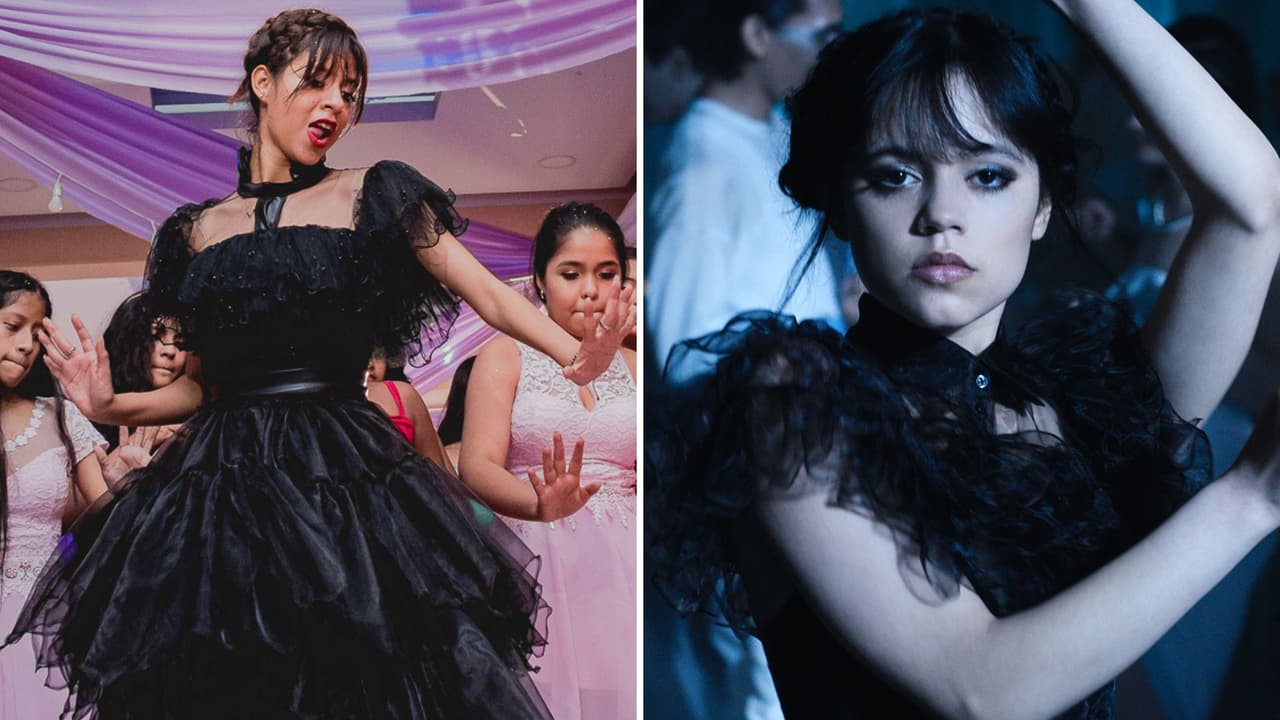 Joven imita baile de Merlina en fiesta de XV y causa furor en Tiktok por su increíble parecido