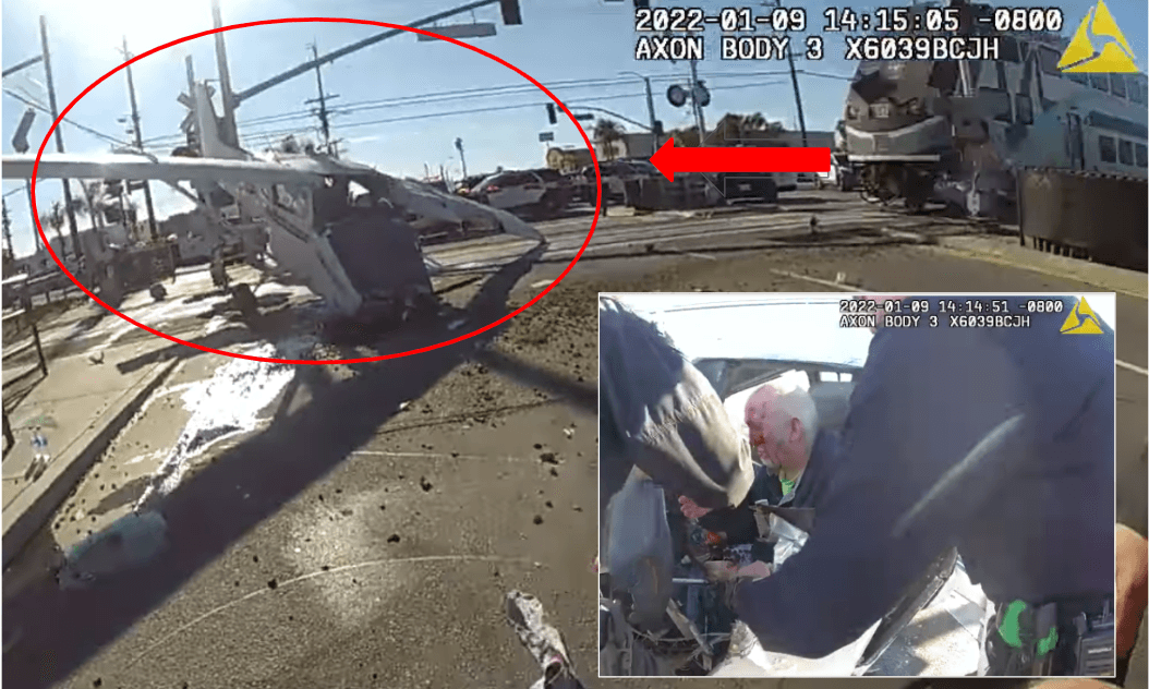 Rescatan a piloto de avioneta accidentada segundos antes de ser arrollado por un tren en California