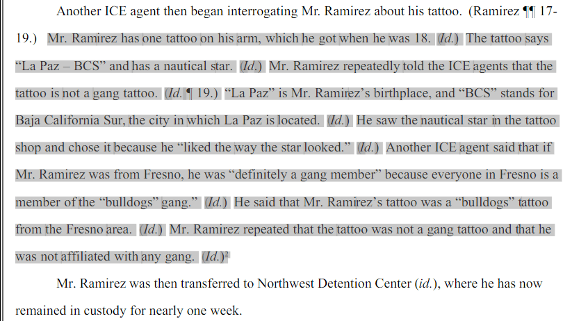 Danile Ramirez says his tattoo is not gang related