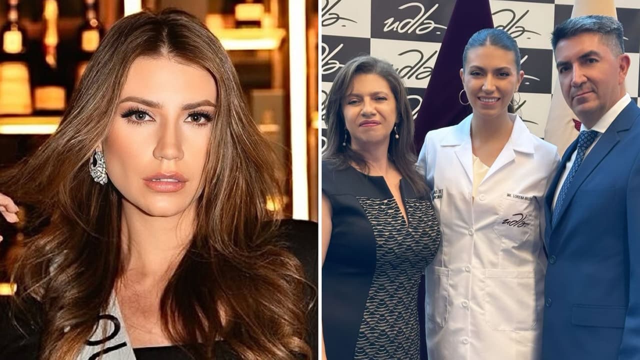 María Lorena Argüello con sus padres.