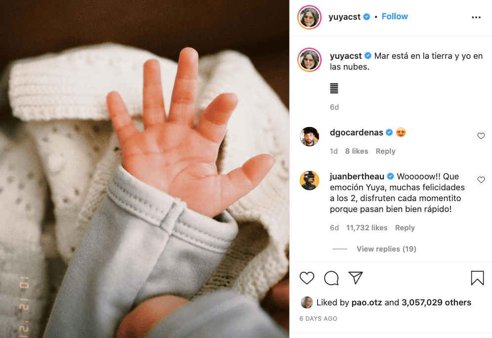 En un 
<a href="https://youtu.be/AovgaEzowac" target="_blank">video de Youtube</a>, Yuya escribió: “Sé que eres Mar porque hoy que habitas dentro de mí, aseguro eres inmensidad”.