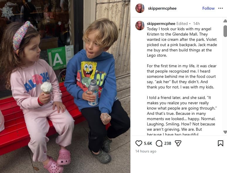 Jamie McPhee compartió un mensaje sobre sus hijos con el difunto actor James Ransone.