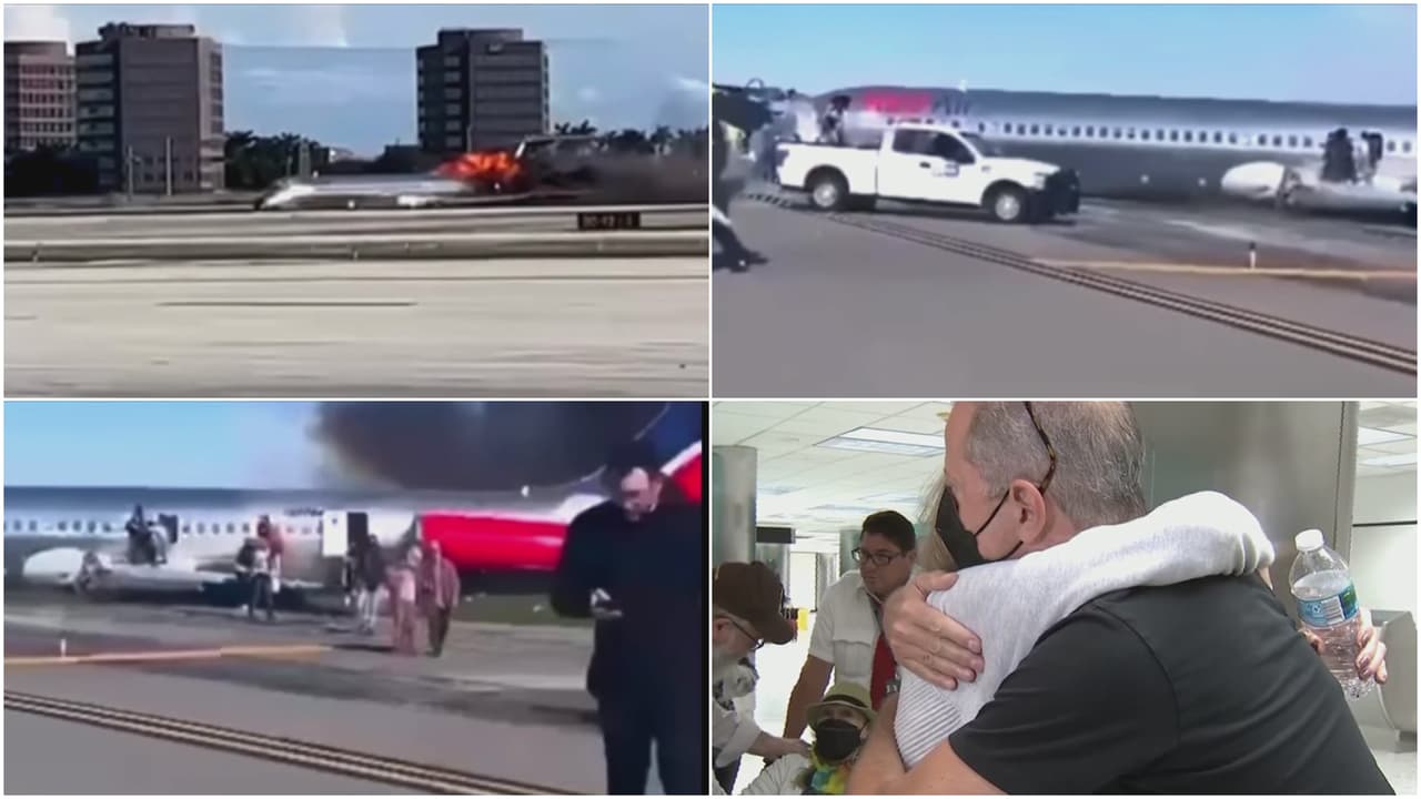 Los pasajeros narraron los momentos de angustia que vivieron, tras el incendio del avión y la evacuación de emergencia en la pista.