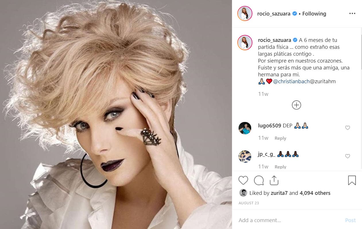 Incluso en agosto dedicó una publicación en Instagram para recordar a Christian Bach a seis meses de su fallecimiento.