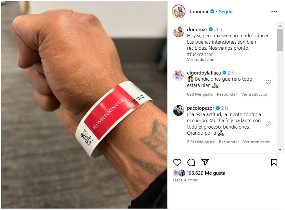 Don Omar anunció con este mensaje que padece cáncer.