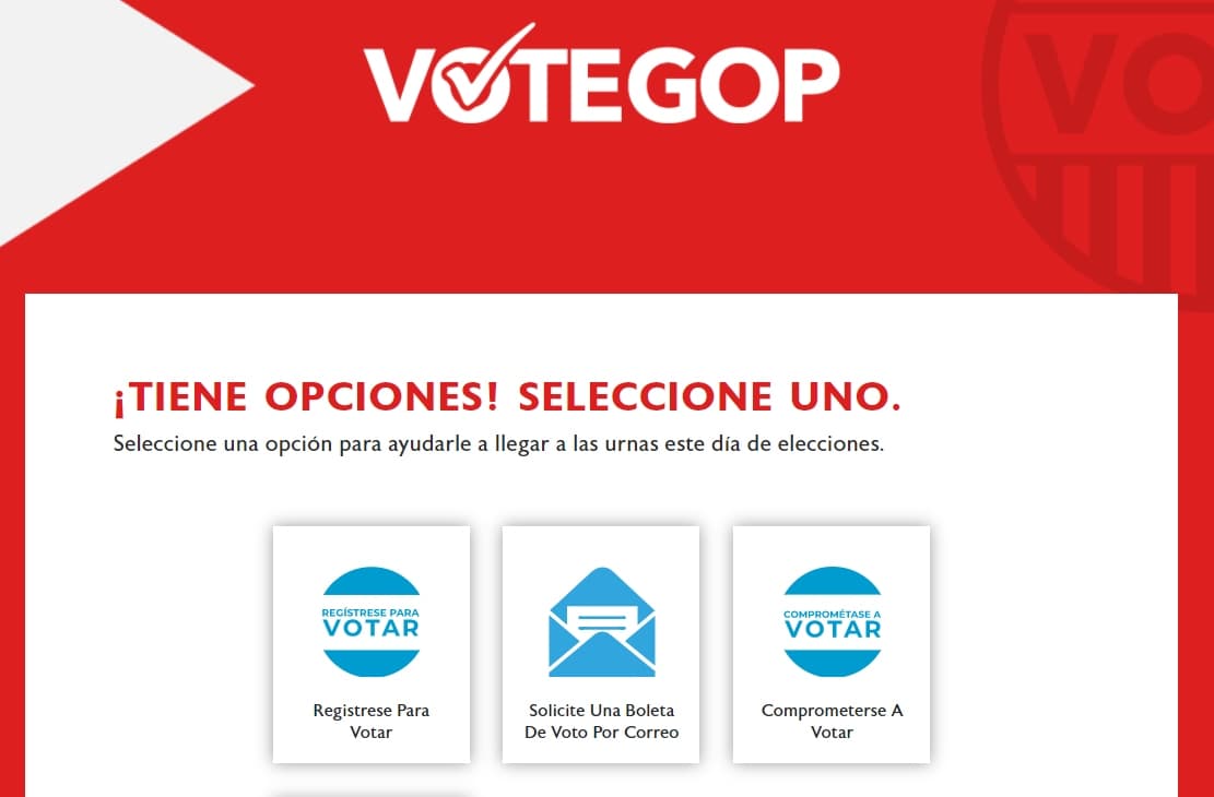 The Republican Party's voter registration website.