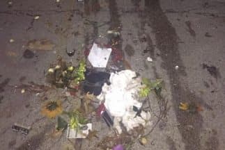 Imagen del memorial de Michael Brown destruido, difundida en redes sociales.