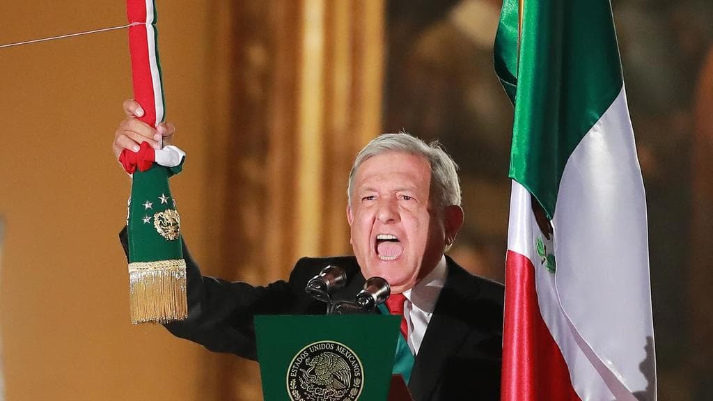 The president of Mexico, Andrés Manuel López Obrador, during the celebration of Independence Day. September 15, 2019, in Mexico City.