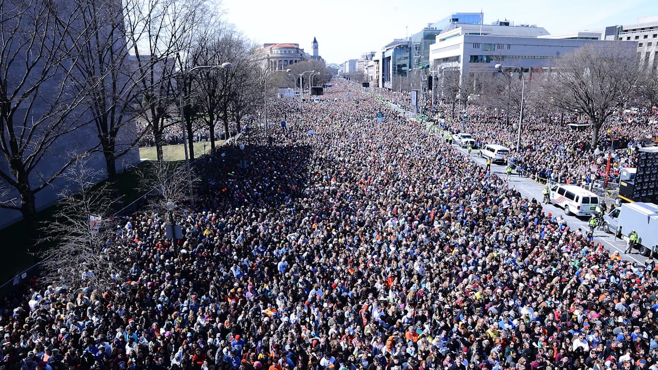 Más de un millón de personas se presentaron en la Marcha por Nuestras Vidas (March for Our Lives) el 24 de marzo de 2018 en Washington, DC, en protesta por la violencia con armas de fuego y tras la tragedia de Parkland, ocurrida el 14 de febrero de ese año y en la que murieron 17 personas.
