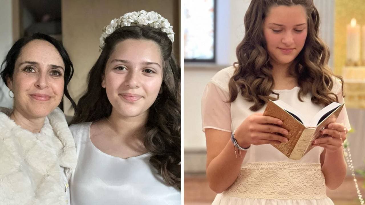 Irka, la hija de Irán Castillo hizo su primera comunión.