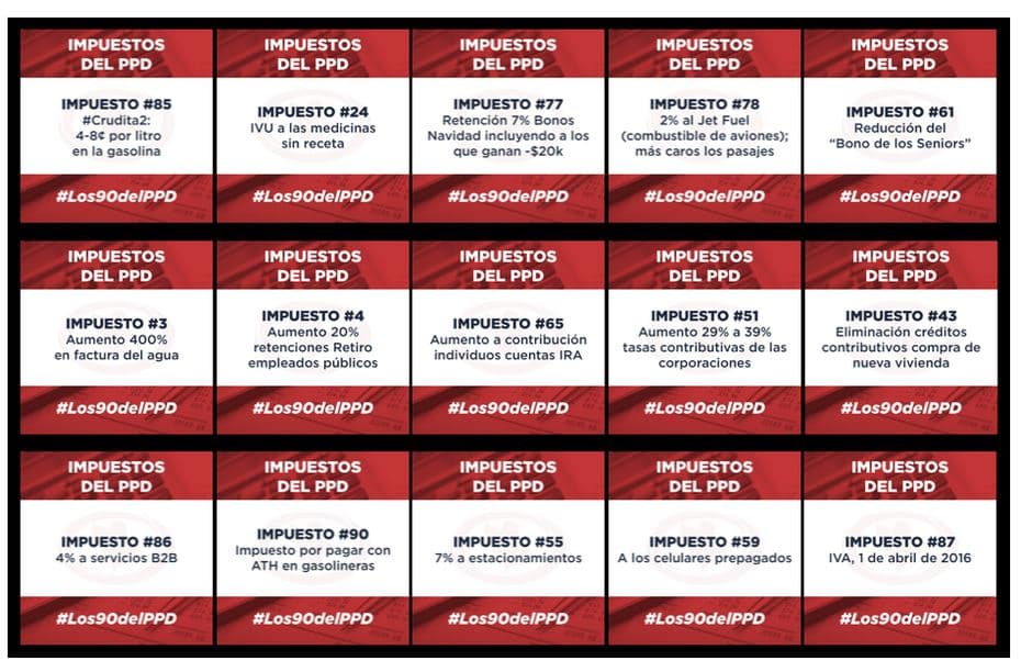 Campaña del PNP "Los 90 impuestos del PPD"