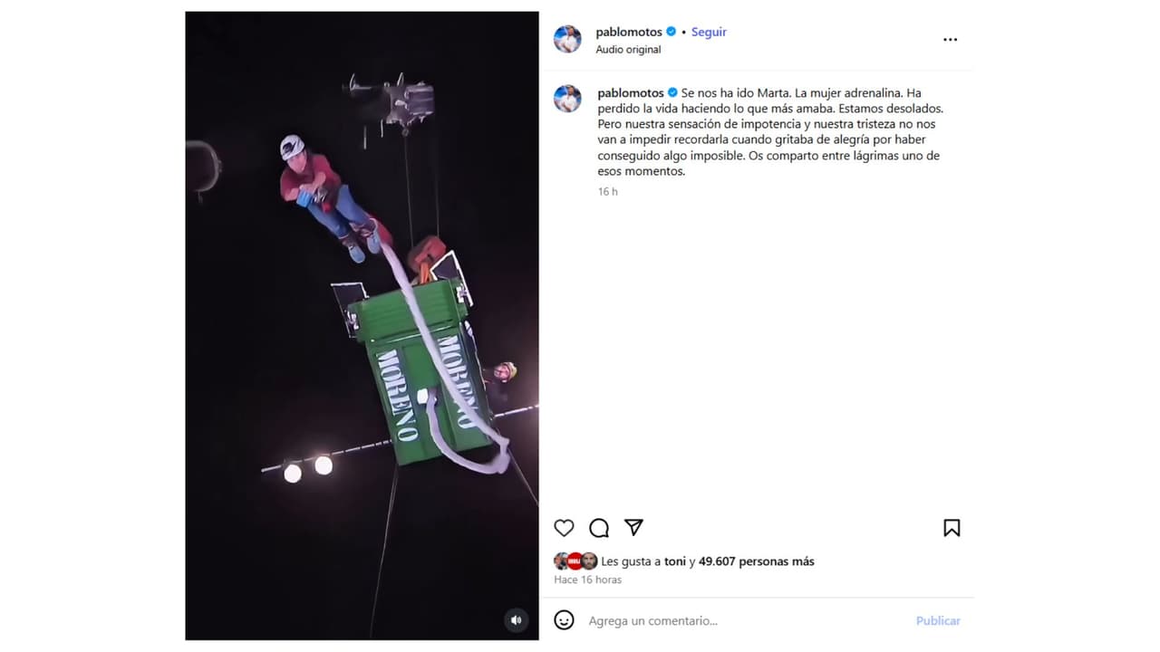 Pablo Motos dio a conocer la muerte de 'La Mujer Adrenalina'.