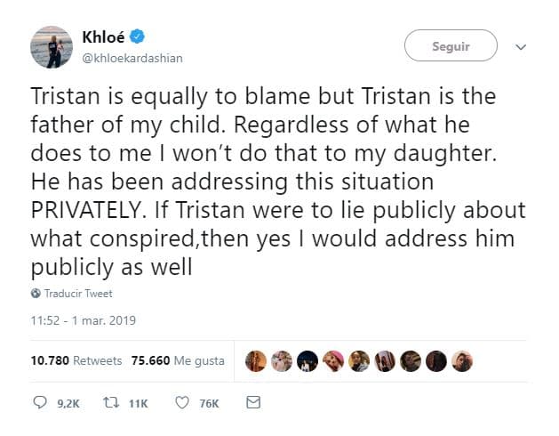 “
<b>Tristan es igualmente culpable</b>, pero él es el padre de mi hija. Independientemente de lo que haga, no le haré eso a mi hija”.