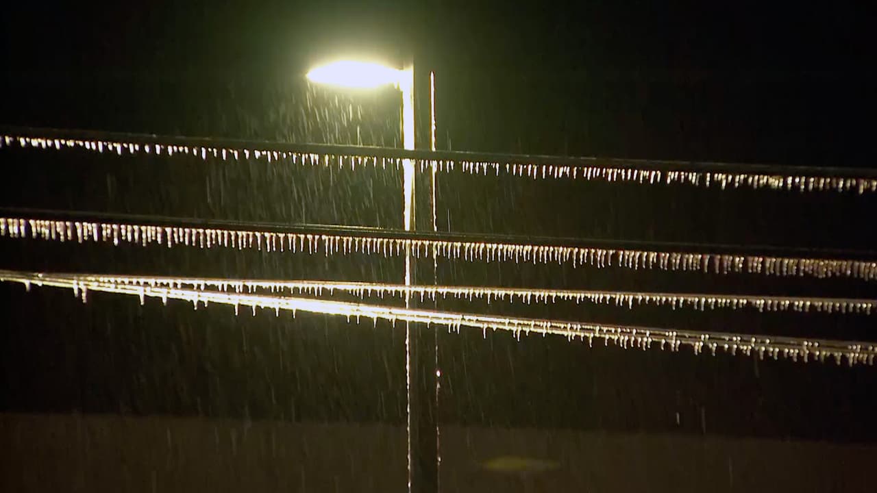 En varias zonas, lo árboles y hasta los señalamientos sucumbieron al peso del hielo acumulado ante las bajas temperaturas y las precipitaciones que se registraron.