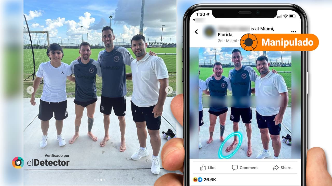 Los pies de Messi y Busquets no son así: es una foto manipulada