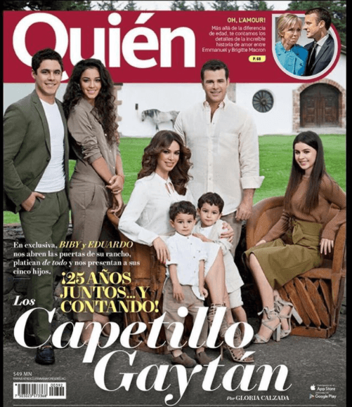 Para el mes de julio, la familia Capetillo Gaytán apareció en la portada de la revista Quién. En ese número, la familia fue entrevistada por la conductora Gloria Calzada.
