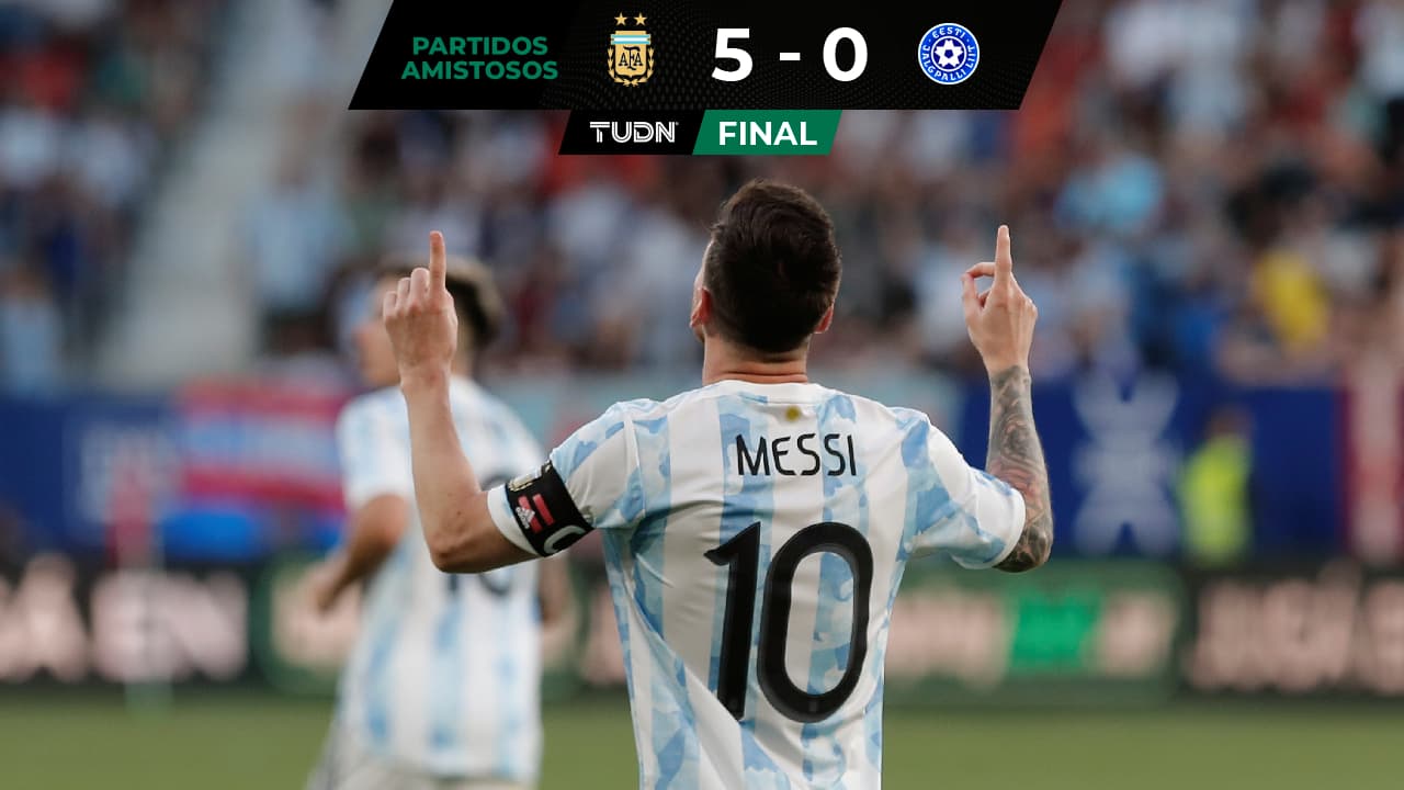 Messi anota 'manita' y lidera goleada de Argentina sobre Estonia en El Sadar de España