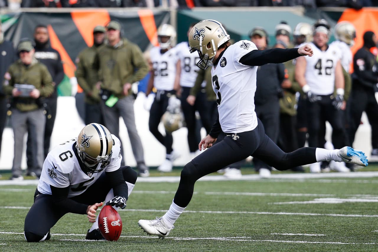 El pateador de los Saints Wil Lutz conectó tres goles de campo para New Orleans, de 29, 42 y 41 yardas respectivamente.
