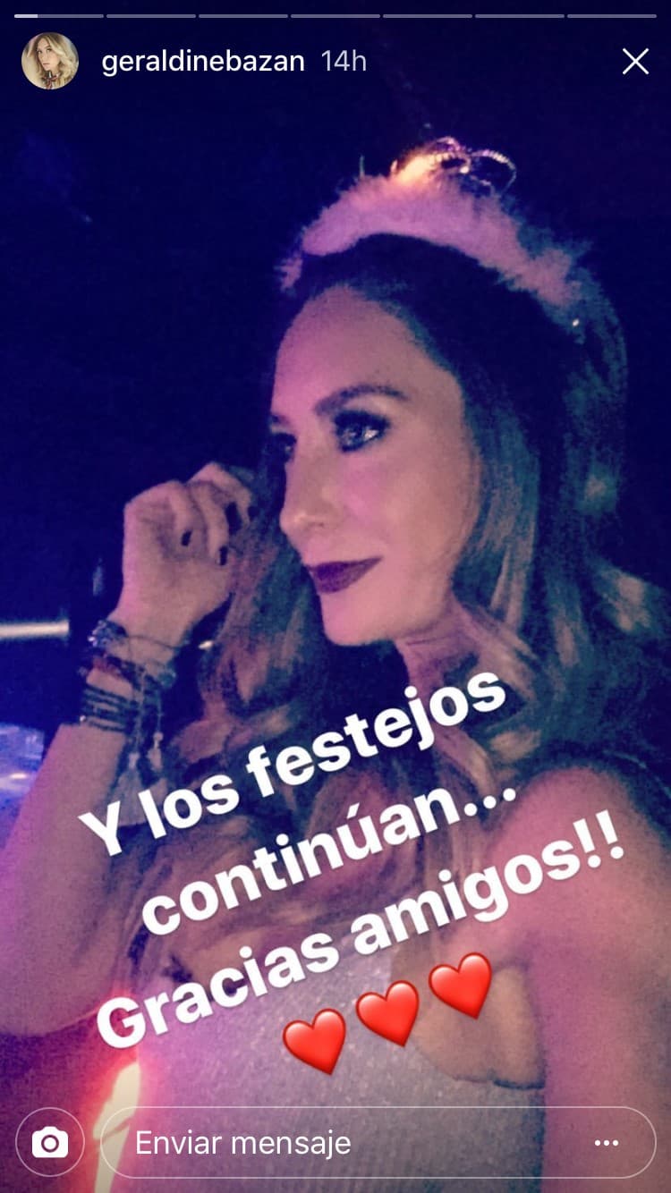 La también actriz agradeció a sus amigos que la acompañaron la noche del sábado a su prefestejo, pues espera pasar el 30 de enero con sus hijas, después de su llamado de la novela 'Amar sin Ley'.