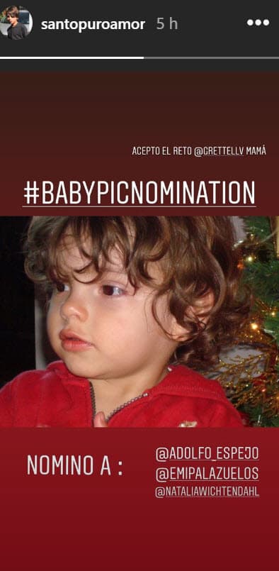 Santino aceptó el reto y compartió con sus seguidores esta imagen de sus primeros años de vida.
<br>