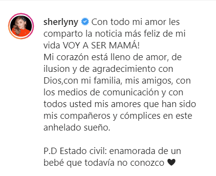 Con este mensaje, la actriz de 34 años de edad confirmó la feliz noticia y aclaró que estaba en espera de su bebé soltera.
