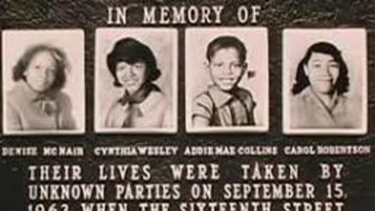 Las cuatro niñas fallecidas en el atentado de 1963 en la Iglesia Bautista de la calle 16 en Birmingham, Alabama: Addie Mae Collins, Carole Robertson, Cynthia Wesley y Denise McNair.