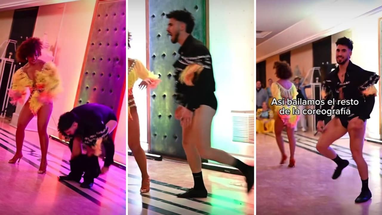 El bailarín se quita los pantalones para poder terminar su presentación.