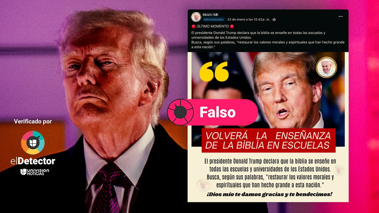 Trump NO declaró que la Biblia se debe estudiar en todas las escuelas y universidades, como afirman en redes sociales