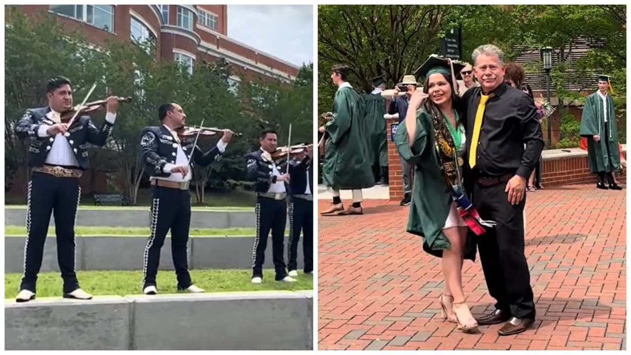 Estudiante mexicana se gradúa de la universidad en EE.UU. y le llevan mariachi: impactó a todos