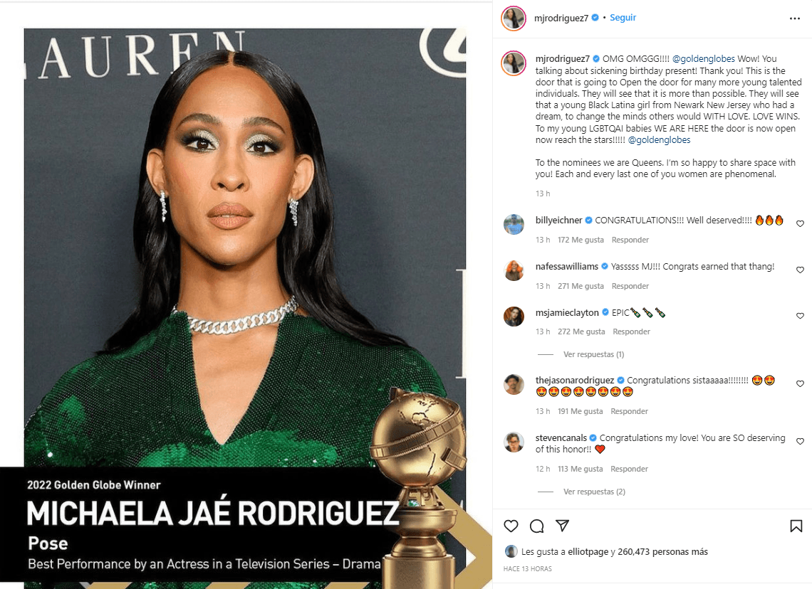 "Para mis pequeños bebés LGBTQAI ESTAMOS AQUÍ la puerta ahora está abierta, ahora alcanzan las estrellas !!!!!", cerró la actriz.