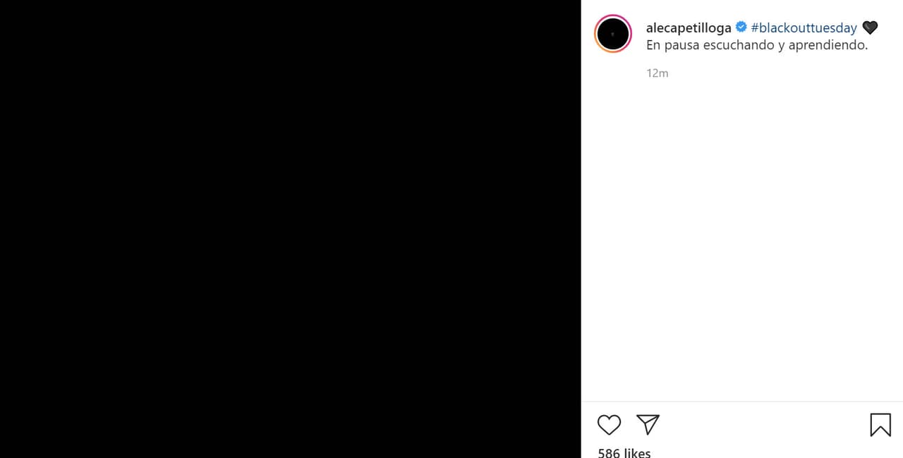 <b><a href="https://www.instagram.com/p/CA71MIsJhSa/" target="_blank">Alejandra Capetillo</a></b>, la hija menor de Eduardo Capetillo y Biby Gaytán, también se unió al movimiento virtual: "En pausa escuchando y aprendiendo".