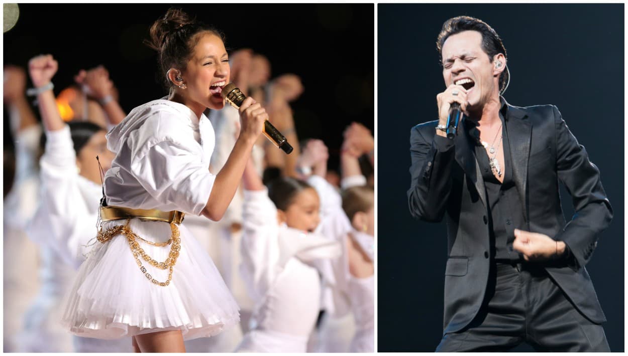 Con una presencia escénica y potencia vocal que hacía recordar a su padre, 
<b>Emme Muñiz</b> actuó sin dar la impresión de que estaba nerviosa. Al contrario, lucía comprometida con el show, con 
<b><a href="https://www.univision.com/noticias/trending/jennifer-lopez-y-shakira-reivindican-el-orgullo-latino-y-critican-la-politica-migratoria-en-su-presentacion-en-el-super-bowl">el mensaje que quería transmitir su mamá junto a Shakira</a></b>. Y siendo tan pequeña, cumplió como gigante.