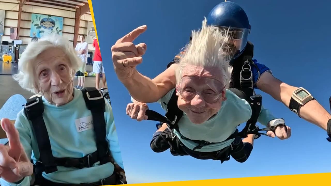 Esta abuelita de 104 años se aventó en paracaídas: Dorothy Hoffner rompió un récord