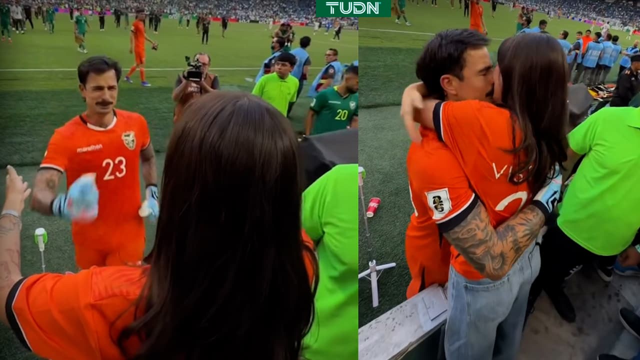 El emotivo momento del portero de Bolivia con su pareja