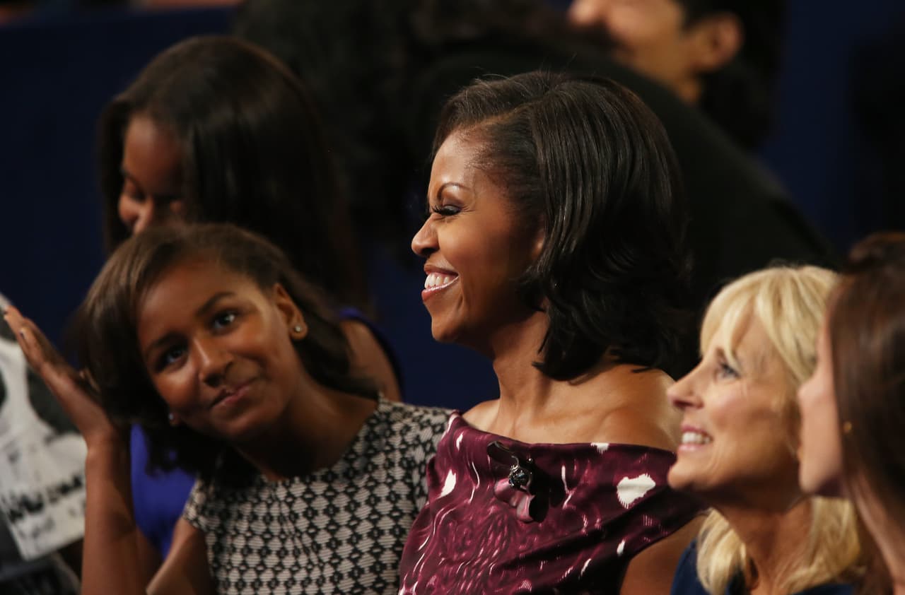 Las Convención demócrata de 2012 la vivió Michelle Obama de manera muy diferente. Con sus hijas grandes había tiempo para las gracias y las risas mientras Barack Obama era de nuevo elegido como candidato del partido.