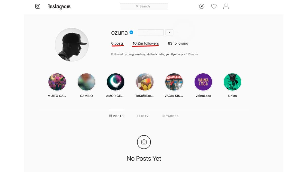 Resultó curioso que Ozuna, quien tiene 
<b>16.2 millones de seguidores en Instagram</b>, no publicó nada en esa red social, donde este domingo no queda huella de lo que antes había expuesto ahí 
<b><a href="https://www.univision.com/musica/uforia-debut/ozuna-se-preparo-video">el intérprete de 'Se preparó'</a></b>.