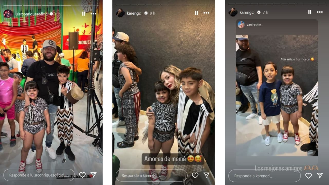 Karen Caro, ex de Luis R. Conriquez, presumió que estuvo con él en un evento escolar de los hijos que comparten.