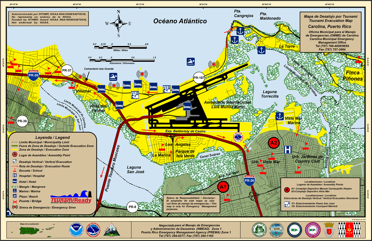 Mapa de desalojo de Carolina